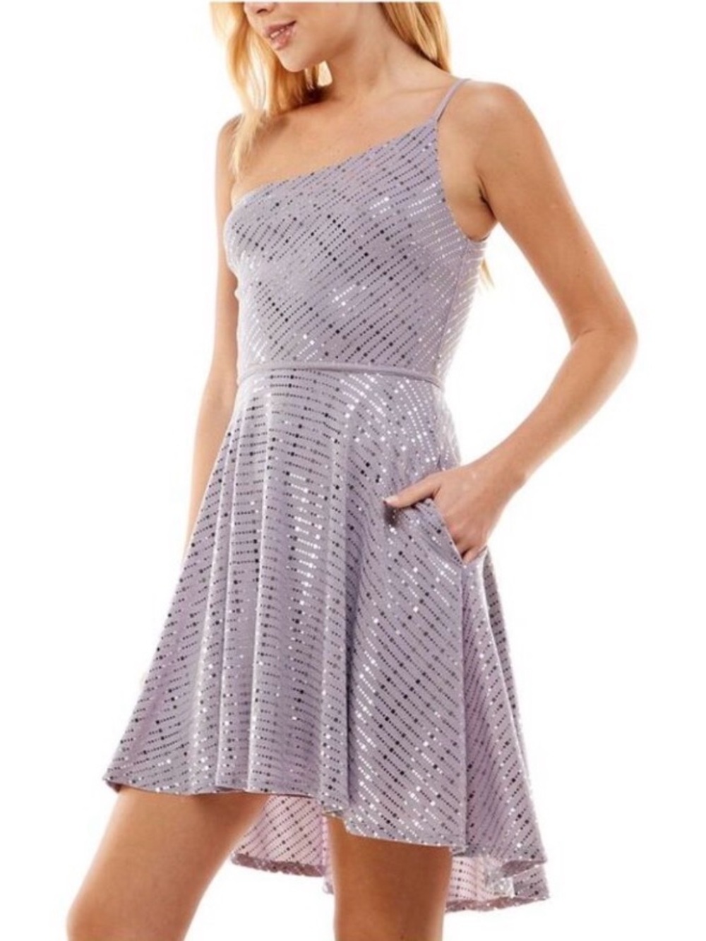 CITY STUDIO Womens Purple Adjustable Lined Hi Lo Hem Short Dress 3